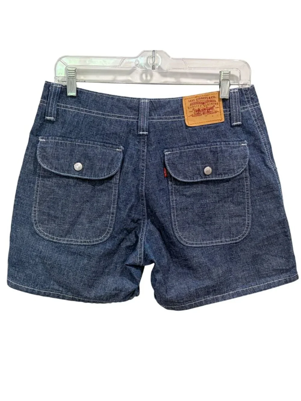 Levis Denim Jean Shorts Womens Size 10 Blue Cotton High Waist Flat Front Casual